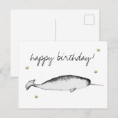 Narwhal Unicorn Illustration Whale Lover Birthday Briefkaart (Voorkant / Achterkant)