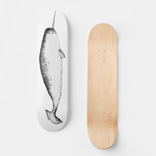 Narwhal Unicorn Magical Illustration Whale Art Skateboard (Voorkant)