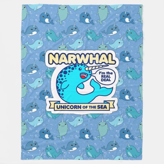 Narwhal Unicorn van het Zee Fleece Deken (Voorkant)