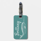 Narwhal Unicorn van het Zee | Gepersonaliseerd Bagagelabel (Achterkant verticaal)