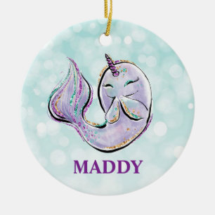 Narwhal Unicorn van het Zee Kute Kinder Keramisch Ornament