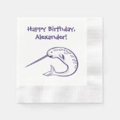 Narwhal Verjaardagsfeest Custom Paper servetten (Voorkant)