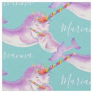 Narwhal waterverf art aqua, douanenaam stof