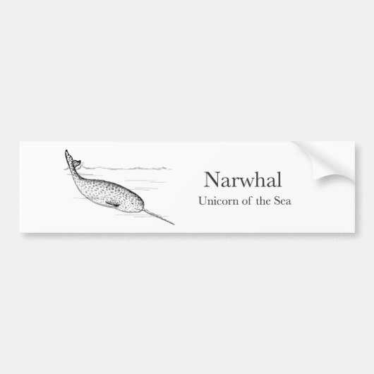 Narwhal Whale Unicorn van het Zee Bumpersticker (Voorkant)