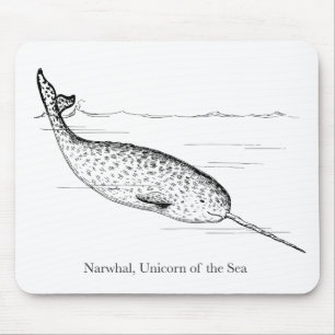 Narwhal Whale Unicorn van het Zee Muismat