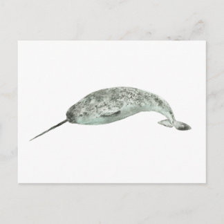 Narwhal whale watercolor briefkaart