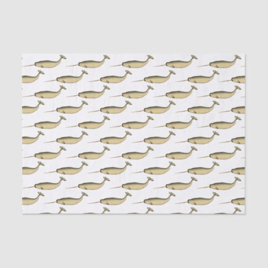 Narwhal Zee Unicorn Tekening #2 Tissuepapier (Voorkant)