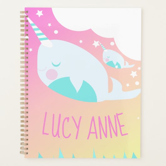 Narwhale Ombre Baby shower Pastel Planner (Voorkant)