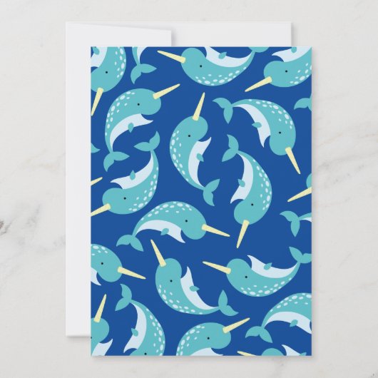 Narwhals Océan 1er anniversaire Invitations (Dos)