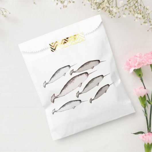Narwhals Swim - Narwhal Pattern Bedankzakje (Gezegeld)