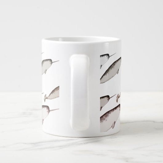 Narwhals Swim - Narwhal Pattern Extra Grote Beker (Achterkant)