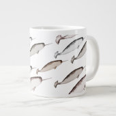 Narwhals Swim - Narwhal Pattern Extra Grote Beker (Voorkant rechts)