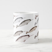 Narwhals Swim - Narwhal Pattern Extra Grote Beker (Voorkant)