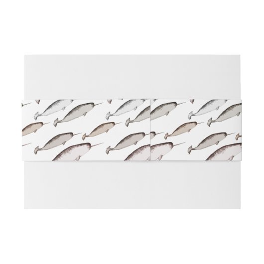 Narwhals Swim - Narwhal Pattern Uitnodigingen Wikkel (Achterkant Voorbeeld)