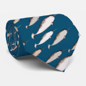 Narwhals Swim - Narwhal Pattern Whale Lover Navy Stropdas (Opgerold)