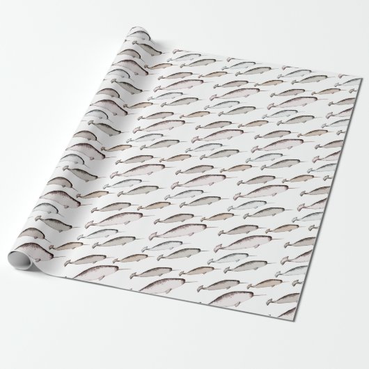 Narwhals Swim - Narwhal Whale Pattern Gift Cadeaupapier (Uitgerold)