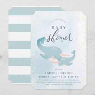 Narwhals Waterverf Blue Boy Baby shower Kaart