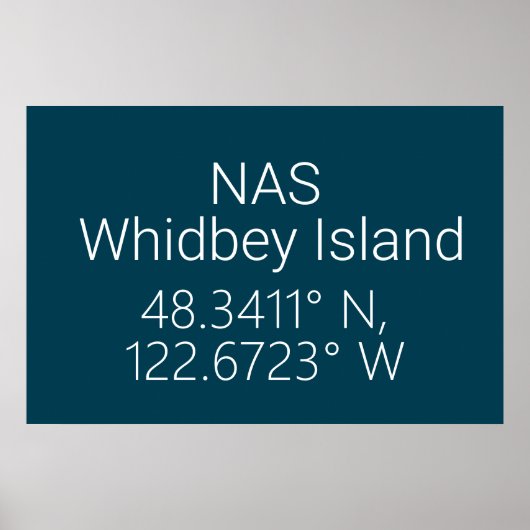 NAS Whidbey Island Latitude Longitude Poster (Voorkant)