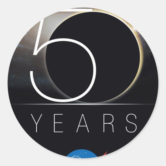 NASA 50e Jubileum Logo Ronde Sticker (Voorkant)