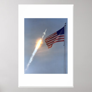 NASA Apollo 11 - Classic Rocket Photo with the US Poster