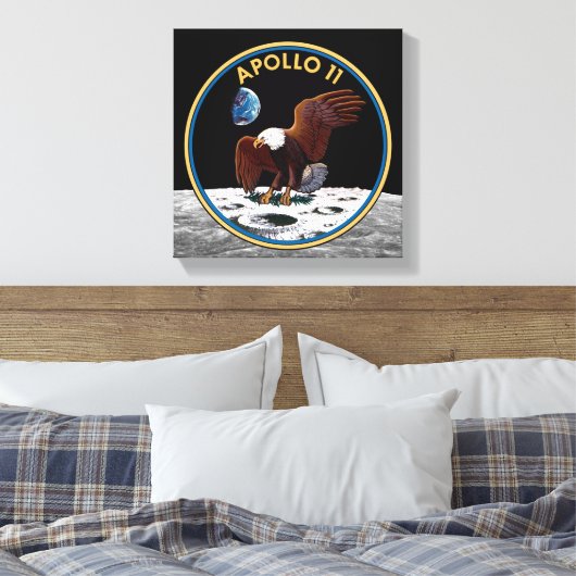 NASA Apollo 11 Moon Landing Lunar Patch Insignia Canvas Afdruk (Insitu (Slaapkamer))