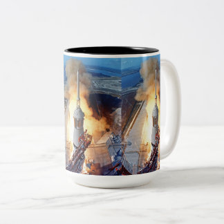 NASA Apollo 11 Moon Landing Rocket Launch Tweekleurige Koffiemok