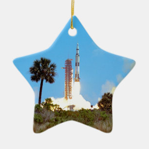 NASA Apollo 16 Saturn V-raketlancering Keramisch Ornament