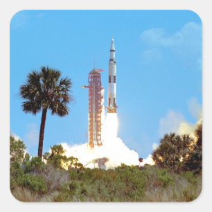 NASA Apollo 16 Saturn V Rocket Launch Vierkante Sticker