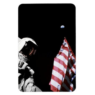 NASA Apollo 17 Astronaut Vlag Aarde Maan Foto Magneet