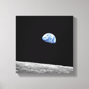 NASA Apollo 8 Earthrise Maan Maanolbaafoto Canvas Afdruk