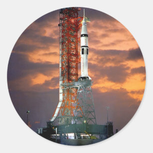 NASA Apollo Soyuz-lanceervoertuig zonsopgang lance Ronde Sticker