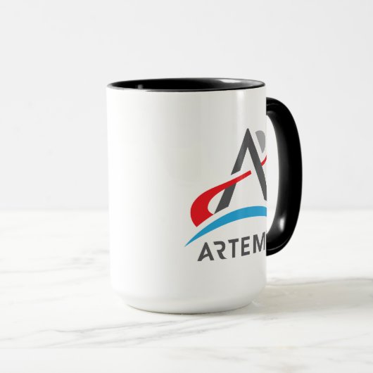 NASA Artemis Logo Eclipse Black Trim Mok (Voorkant rechts)