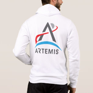 NASA Artemis Logo Full-Zip Rocket White Hoodie