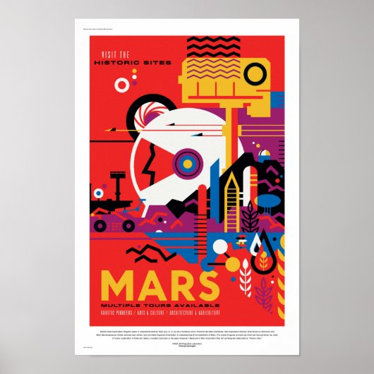 NASA Future Travel Poster - Bezoek Planet Mars (Voorkant)