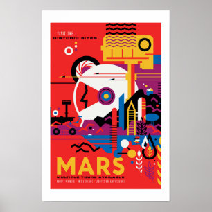 NASA Future Travel Poster - Bezoek Planet Mars