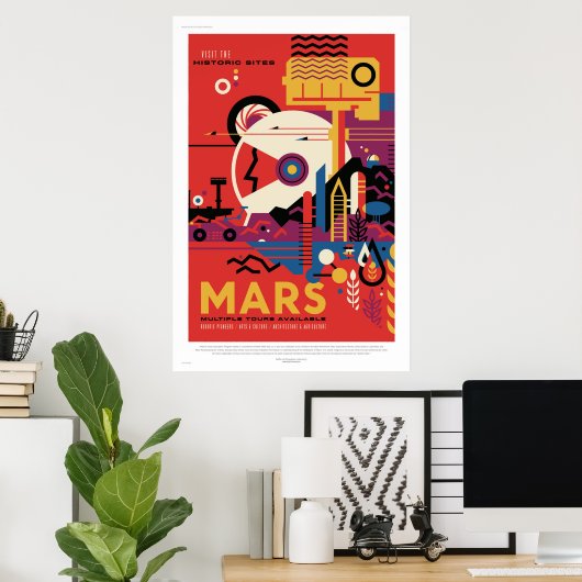 NASA Future Travel Poster bezoekt Mars Space  (Thuiskantoor)