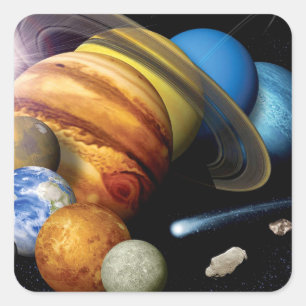 NASA JPL Zonnestelsel Planeten Montage Ruimtefoto' Vierkante Sticker