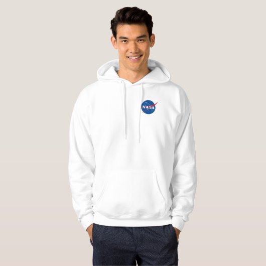 NASA Mars Perseverance Rover Logo Rocket White Hoodie (Voorkant volledig)