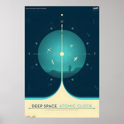 NASA Retro Style Travel Poster - Deep Space Atomic (Voorkant)