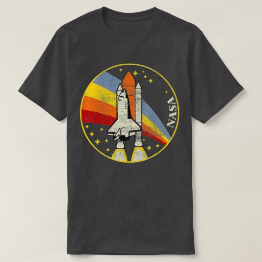 NASA Shuttle Launch in Rainbow T-shirt (Design voorkant)