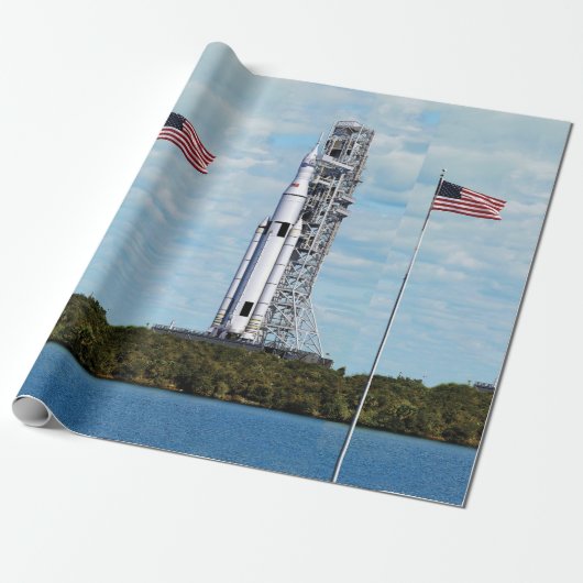 NASA SLS Space Launch System Rocket Launchpad Cadeaupapier (Uitgerold)