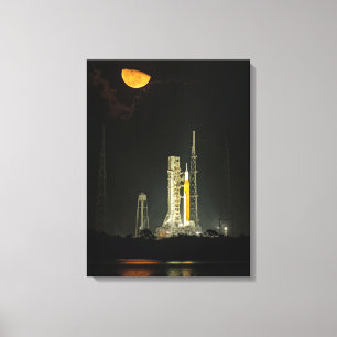 NASA Space Launch System Raket Artemis I Moonrise Canvas Afdruk
