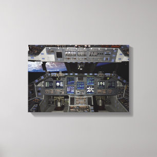 NASA Space Shuttle Cockpit Aarde Omloopbaan Raam U Canvas Afdruk
