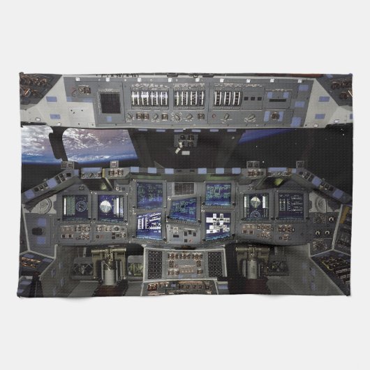 NASA Space Shuttle Cockpit Earth Orbit Window Uitz Theedoek (Horizontaal)