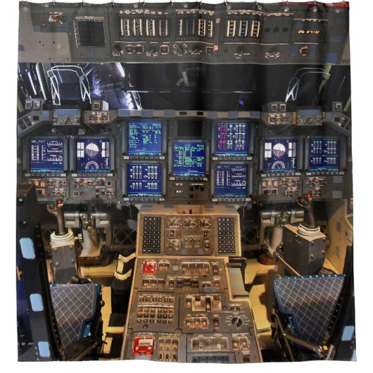 NASA Space Shuttle Endeavor Flight Deck Cockpit Douchegordijn (Voorkant)