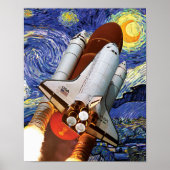 NASA Space Shuttle Start Van Gogh Sterrennacht Po Poster (Voorkant)