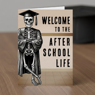 Nascholenleven Skelet Halloween Afstuderen Kaart