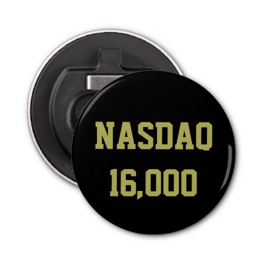 NASDAQ 16000 Beursviering Button Flesopener (Voorkant)