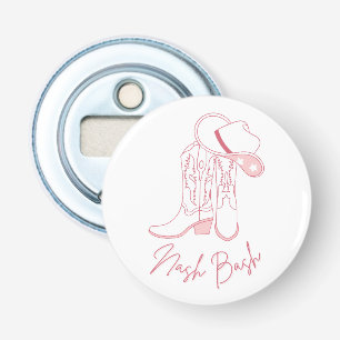 Nash Bach Bachelorette Ontwerp   Roze Cowboylaarze Button Flesopener