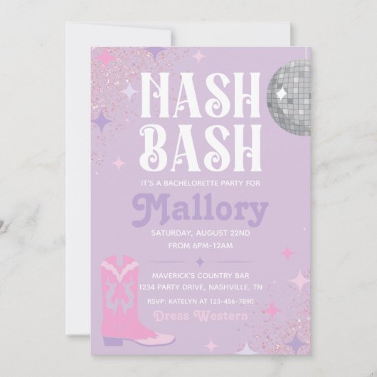 Nash Bash Bachelorette Party | Nash Bash Invite Kaart (Voorkant)